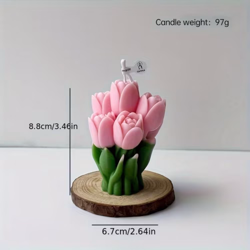 Festive Atmosphere Tulip Bouquet Scented Candle - Pink