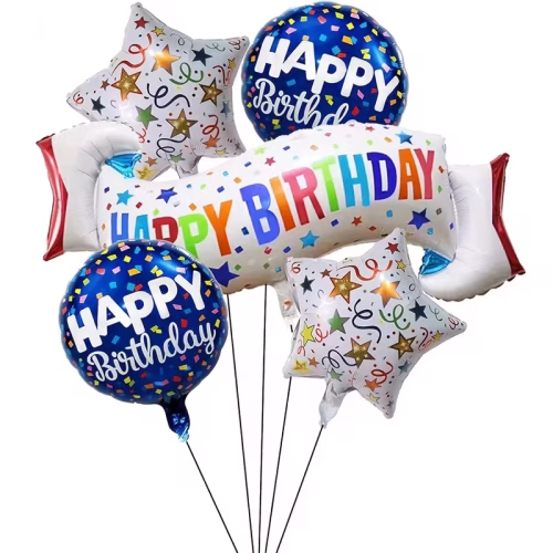 5pcs Happy Birthday Banner Aluminum Film Balloon