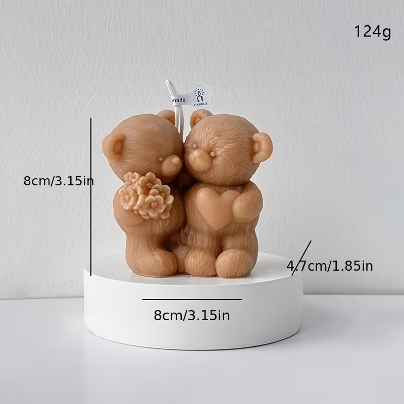 Love Couple Bear Scented Candle - Brown - Image 2