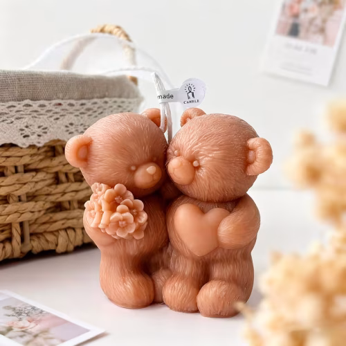 Love Couple Bear Scented Candle - Brown