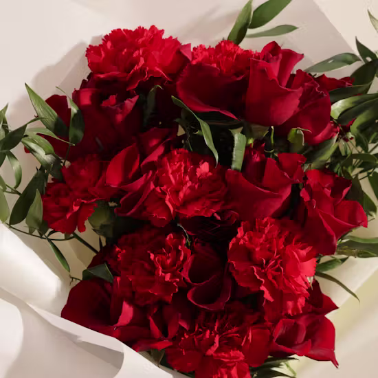 Red Rose & Carnation Bouquet – Fresh Flower - Image 3