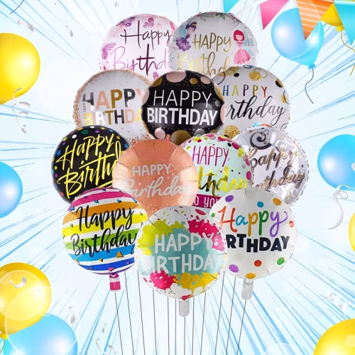 18-Inch Round Happy Birthday Foil Helium Balloons - Any 3pcs