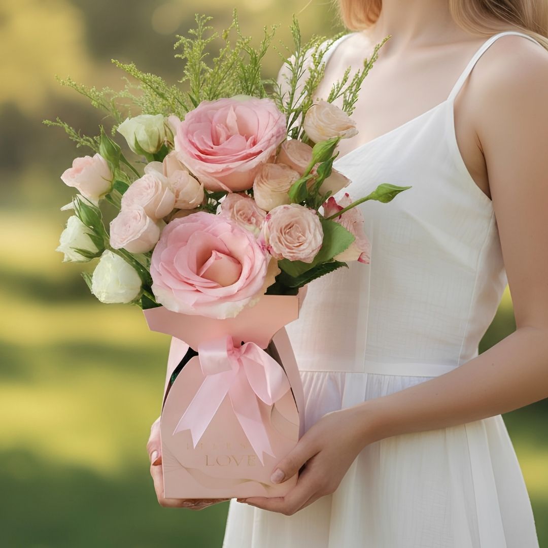 Eternal Love Pink Rose Flower Box Arrangement