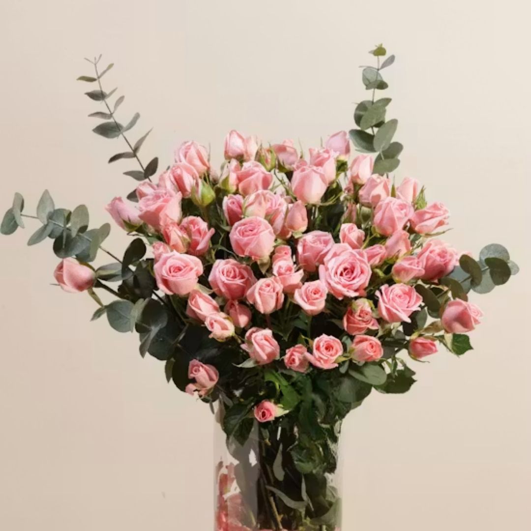 Pink Spray Rose Vase Arrangement – Fresh Flower - Image 2