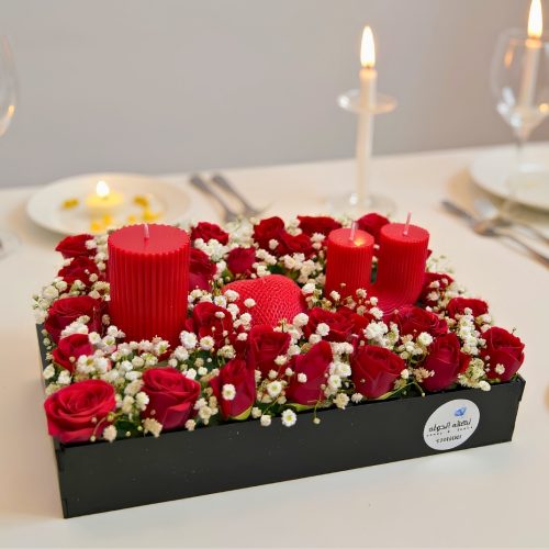 I Love You Scented Candle & Red Rose Luxury Arrangement