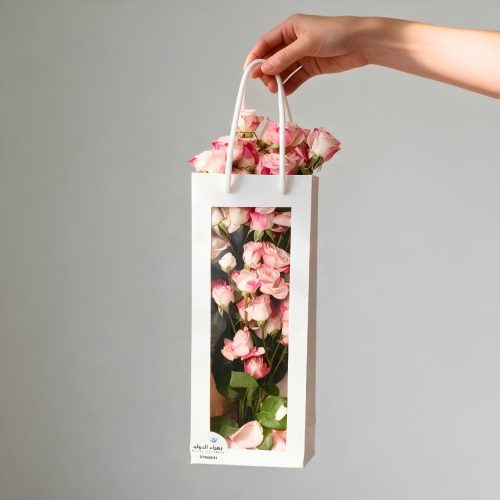 Blush Pink Roses in a Window Gift Bag