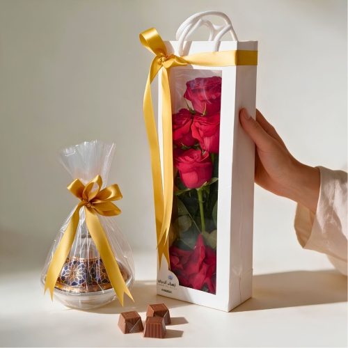 Red Rose & Decorative Cup Gift Set